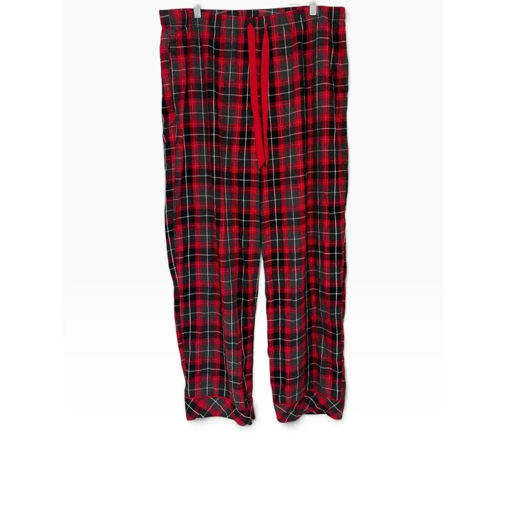 Vintage Victoria's Secret Christmas Pajama Set XL Red Black Plaid Sleepwear
